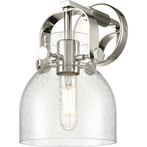 Pilaster II Bell 1 Light 6.5 inch Polished Nickel Sconce Wall Light in Seedy Glass