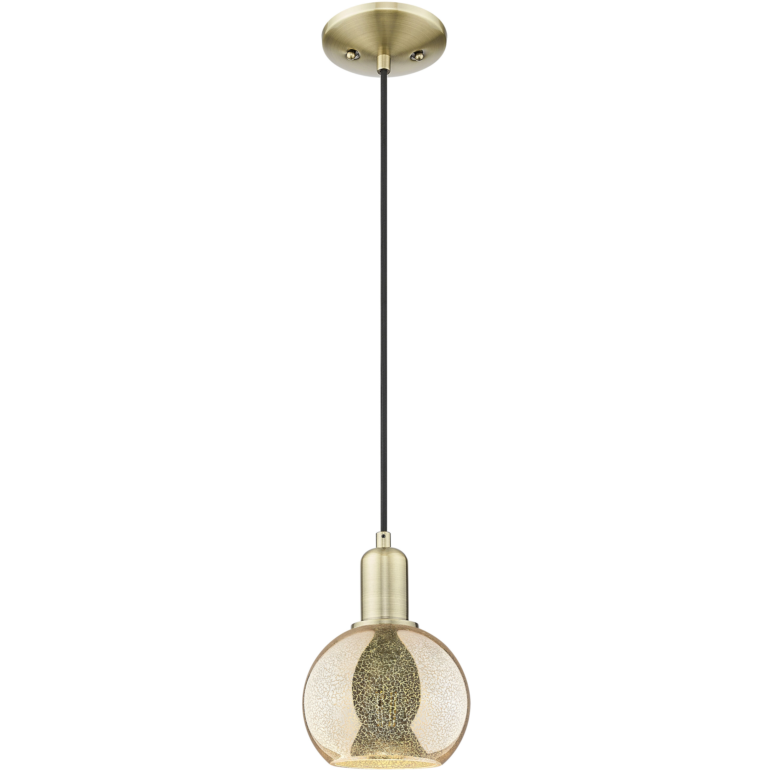 Arcadia Athens 1 Light 5.88 inch Antique Brass Mini Pendant Ceiling Light in Mercury