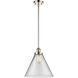 Ballston X-Large Cone LED 12 inch Brushed Satin Nickel Pendant Ceiling Light in Clear Glass