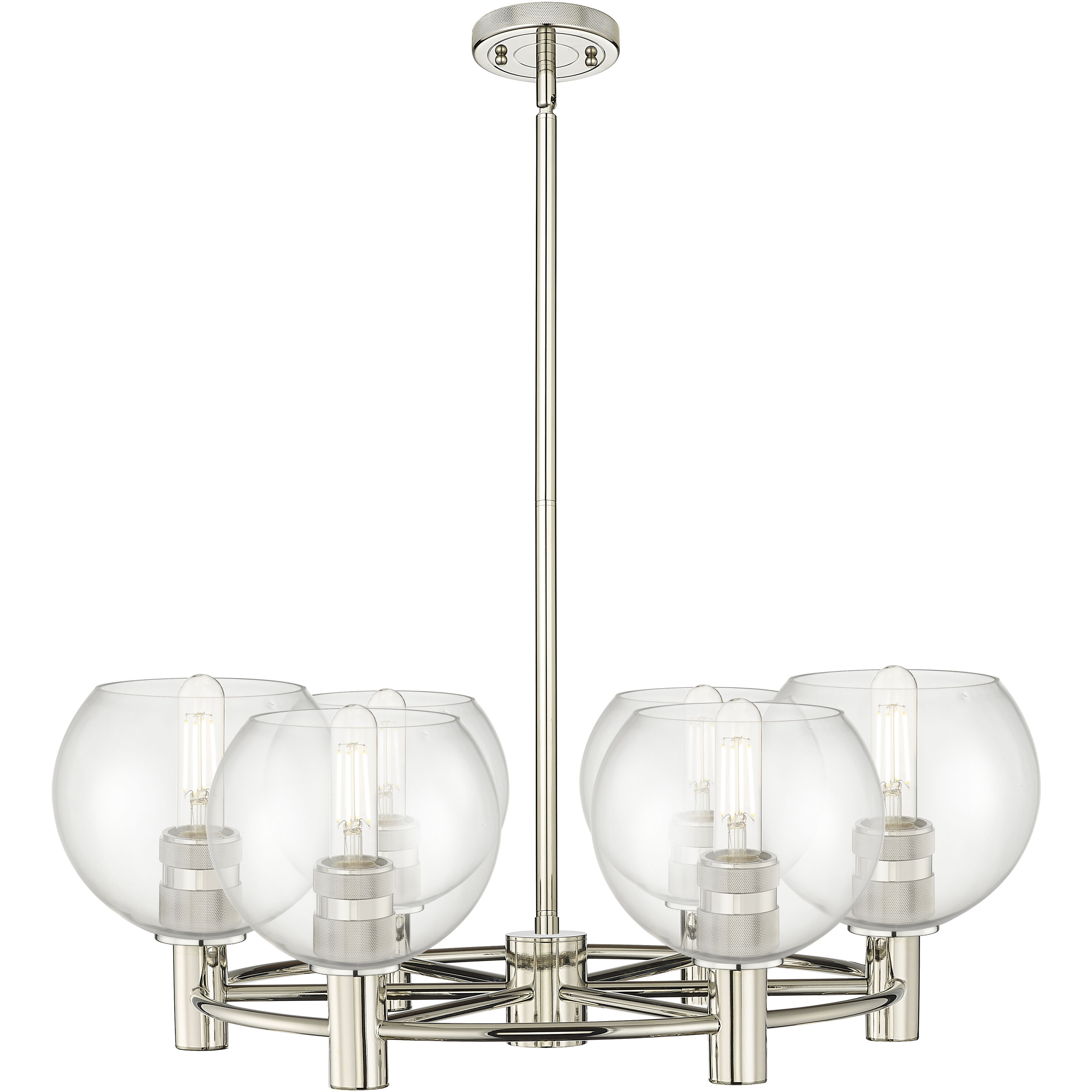 Crown Point 6 Light 26 inch Polished Nickel Chandelier Ceiling Light in Clear Glass