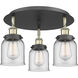 Bell 3 Light 16.75 inch Black Antique Brass Flush Mount Ceiling Light in Clear