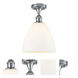 Edison Bristol Glass 1 Light 9 inch Polished Chrome Semi-Flush Mount Ceiling Light in Matte White Glass