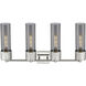 Bolivar 4 Light 31 inch Satin Nickel Bath Vanity Light Wall Light in Plated Smoke Glass