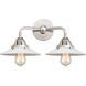 Nouveau 2 Halophane 2 Light 17 inch Polished Chrome Bath Vanity Light Wall Light in Matte White Halophane Glass