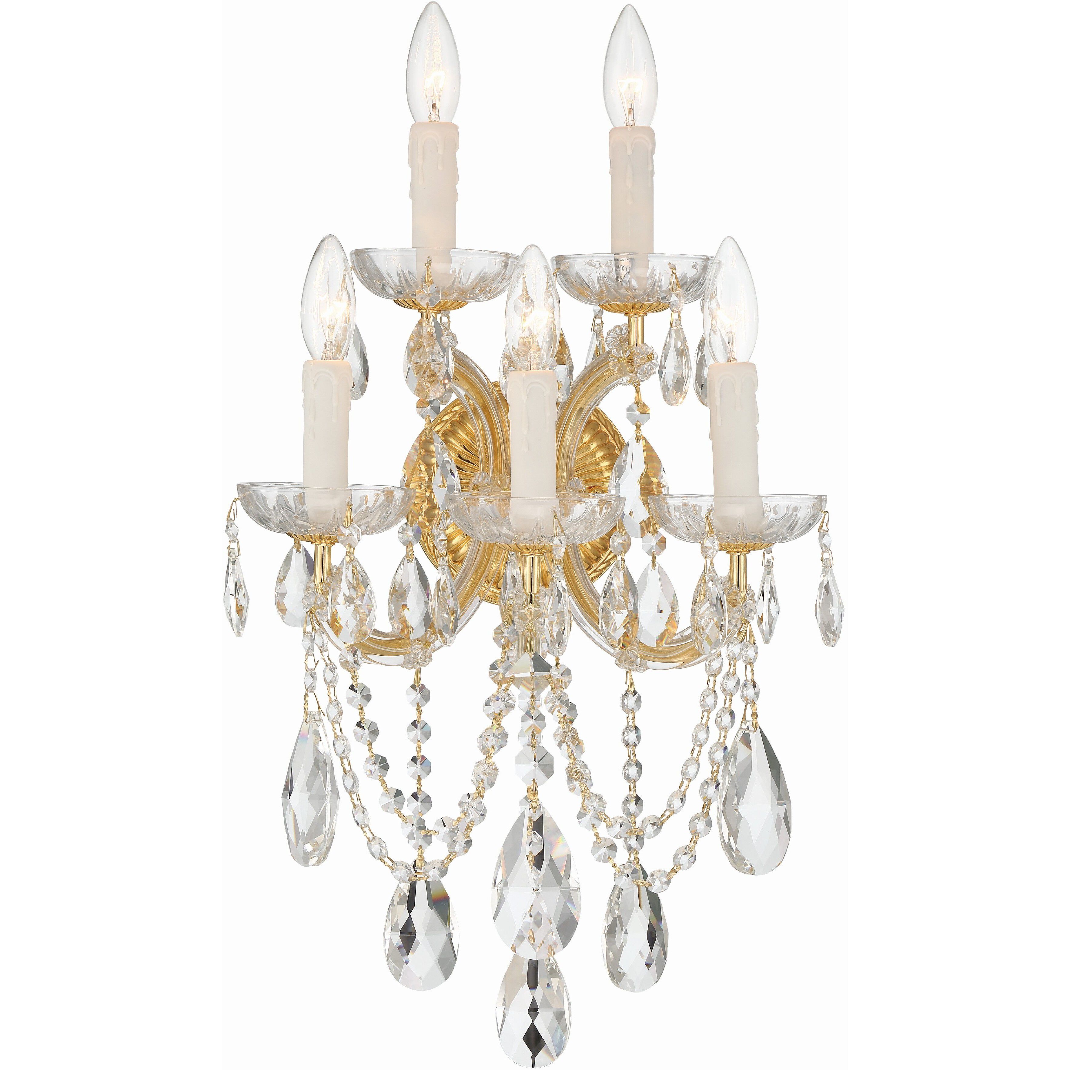 Maria Theresa Sconce Wall Light in Clear Spectra, Gold