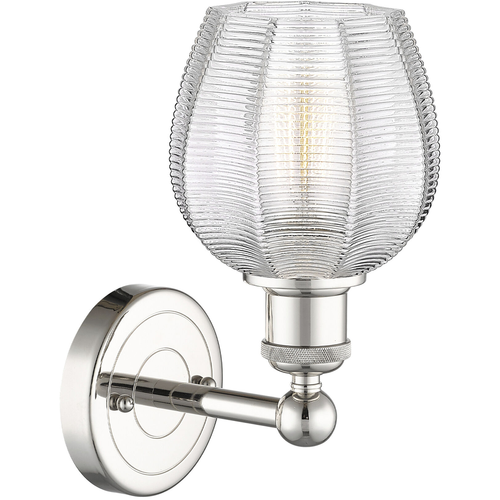 Norfolk Sconce Wall Light in Polished Nickel, Clear