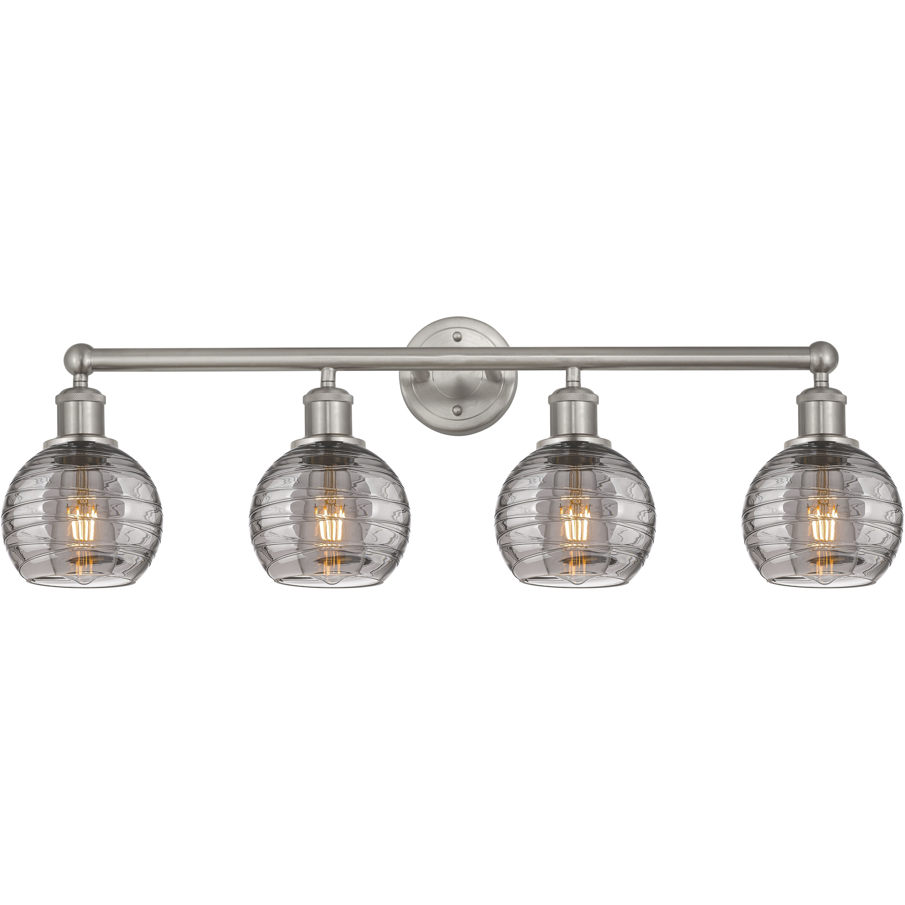 Edison Athens Deco Swirl 4 Light 32.88 inch Brushed Satin Nickel Bath Vanity Light Wall Light