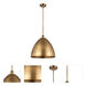 Ballston Dome 1 Light 16 inch Brushed Brass Pendant Ceiling Light