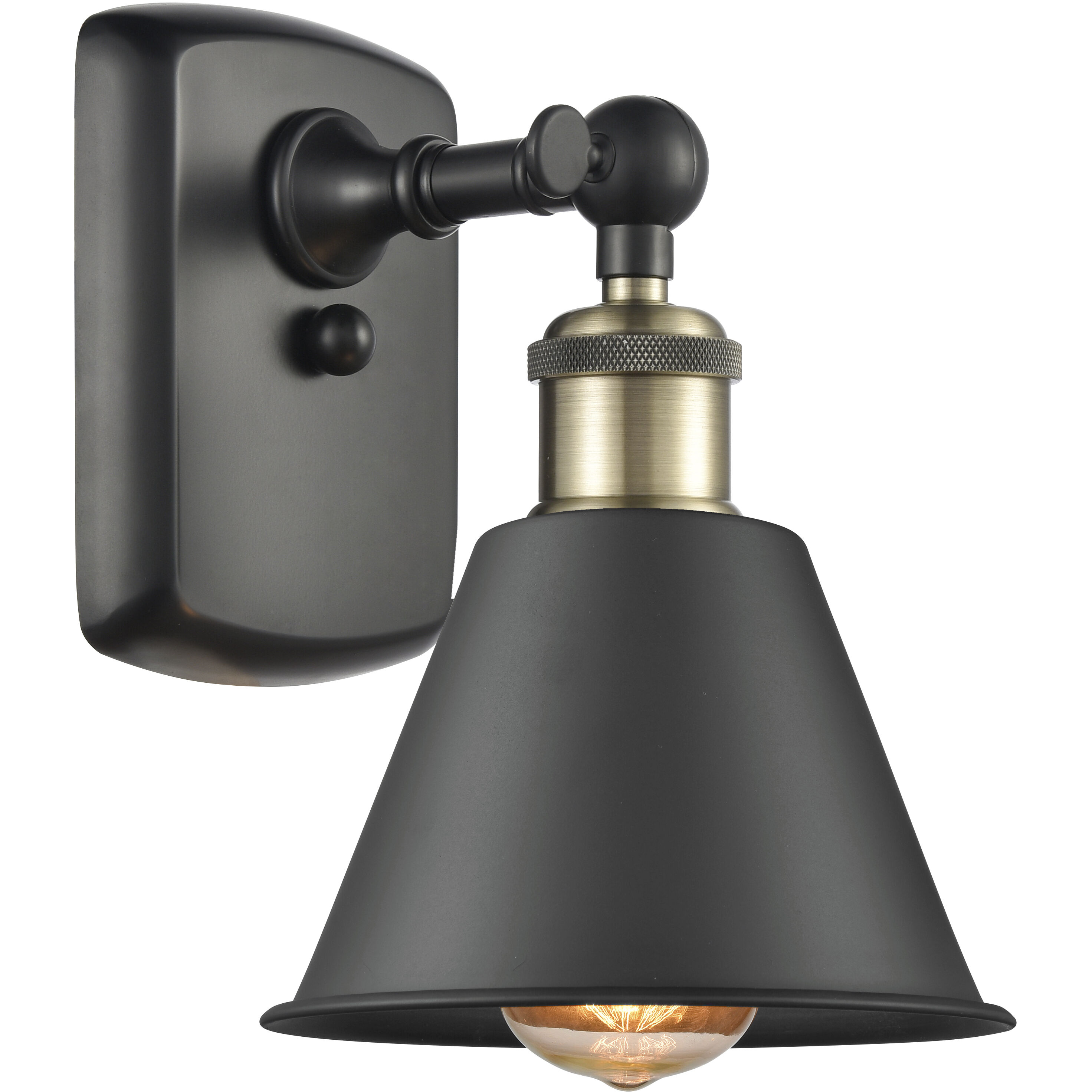 Ballston Smithfield LED 7 inch Black Antique Brass Sconce Wall Light, Ballston