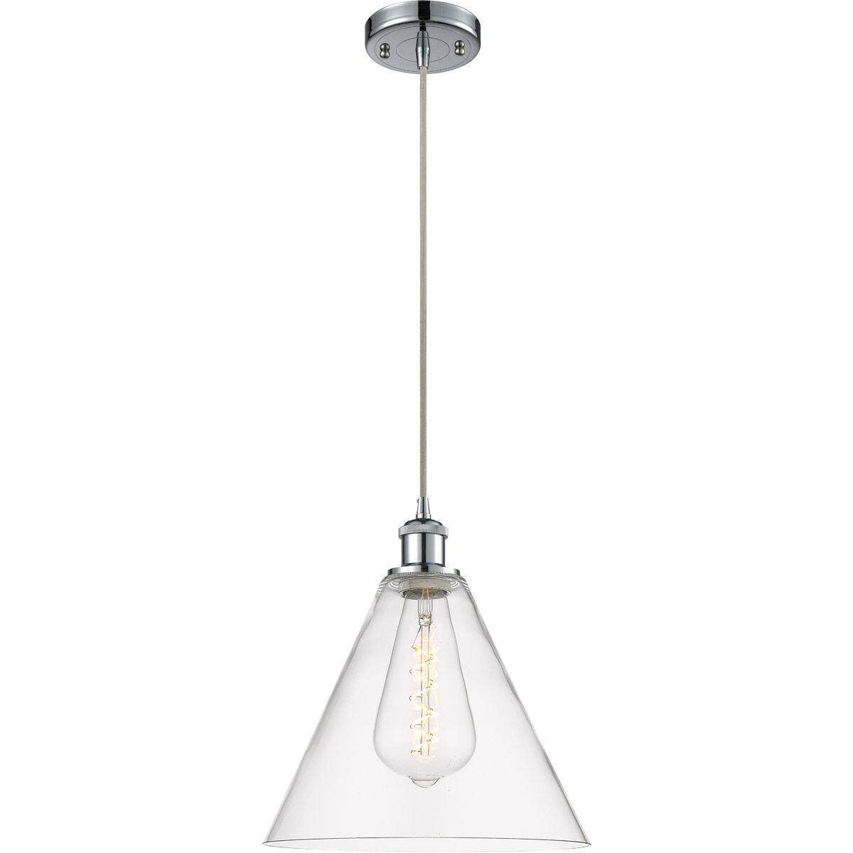 Ballston Cone 1 Light 12 inch Polished Chrome Mini Pendant Ceiling Light in Clear Glass
