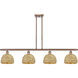 Woven Rattan Island Light Ceiling Light in Antique Copper