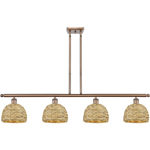 Woven Rattan Island Light Ceiling Light in Antique Copper