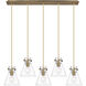 Newton Cone 5 Light 39.75 inch Brushed Brass Linear Pendant Ceiling Light in Clear Glass