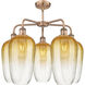 Ballston Brookhaven Flute 5 Light 25.5 inch Antique Copper Chandelier Ceiling Light in Amber Glass