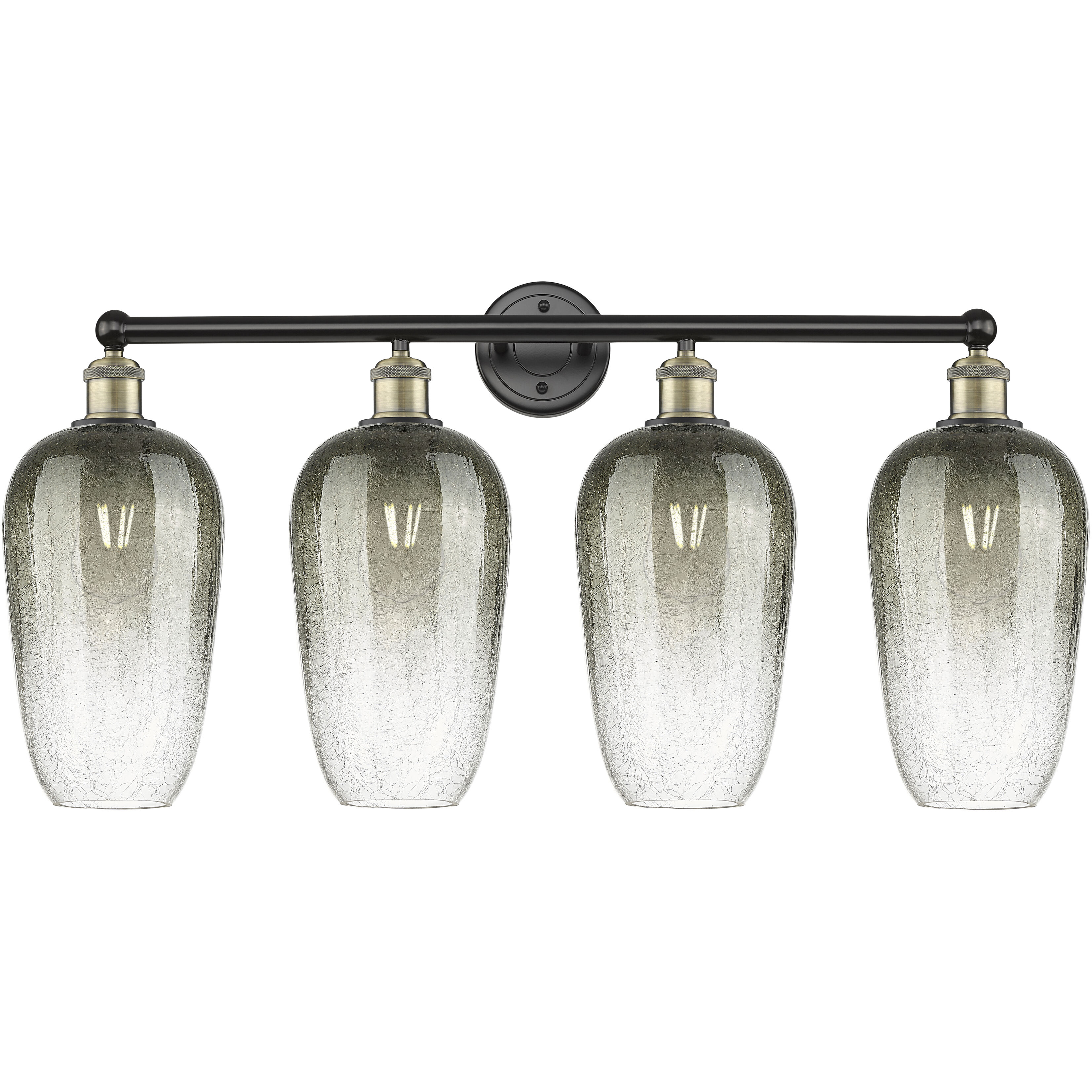 Edison Brookhaven Flute 4 Light 34 inch Black Antique Brass Bath Vanity Light Wall Light in Slate Glass