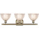 Ballston Arietta 3 Light 26 inch Antique Brass Bath Vanity Light Wall Light in Incandescent, Clear Glass, Ballston