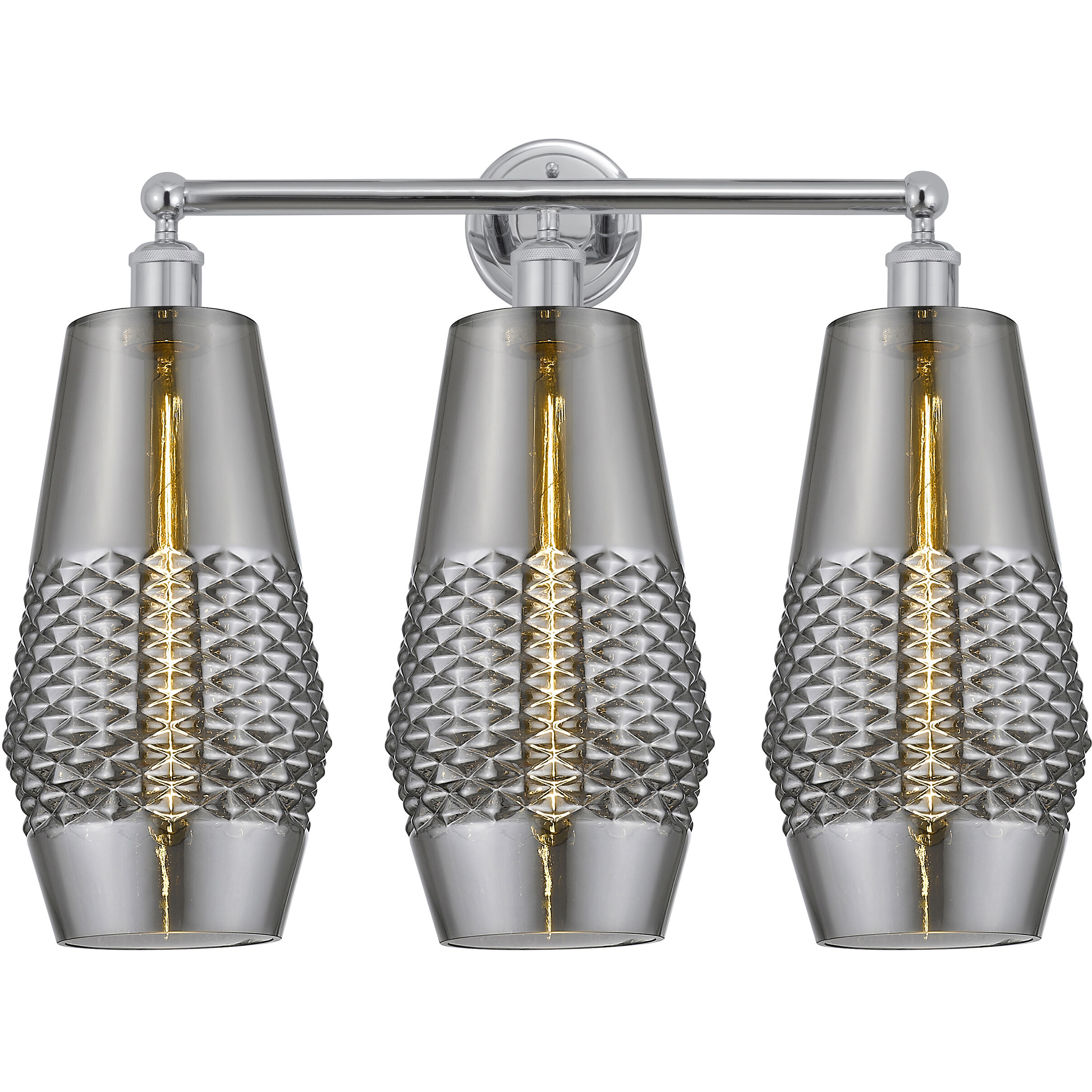 Windham 3 Light 25 inch Polished Chrome Bath Vanity Light Wall Light in Smoked Glass