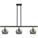 Ballston Fenton 3 Light 36 inch Black Antique Brass Island Light Ceiling Light in Plated Smoke Glass, Ballston