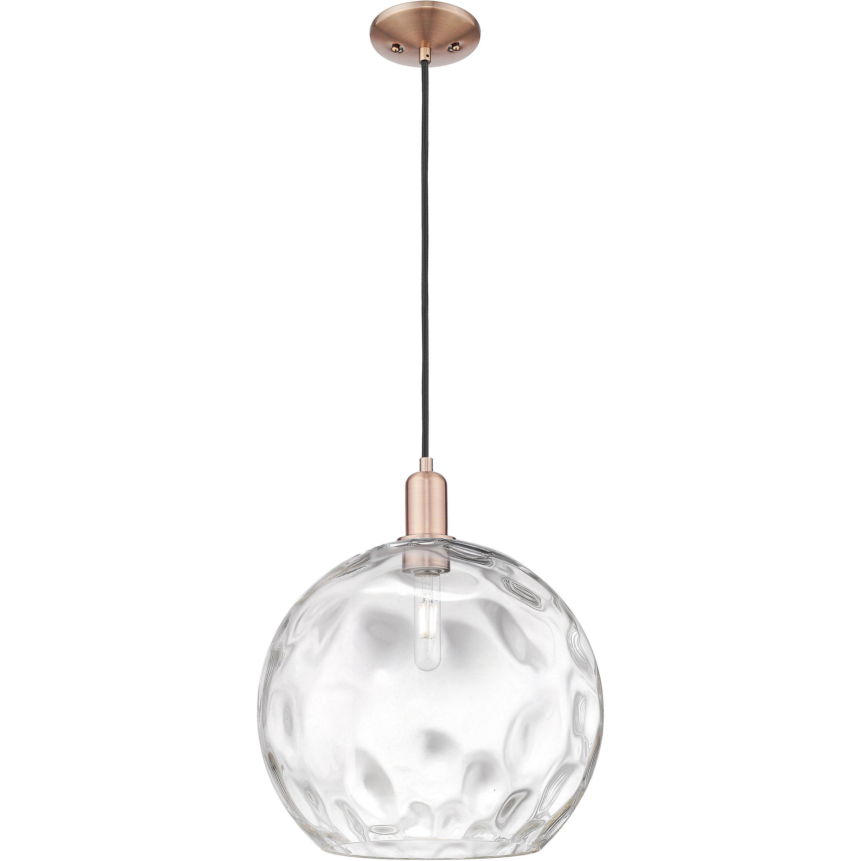 Arcadia Athens Water Glass 1 Light 13 inch Antique Copper Mini Pendant Ceiling Light