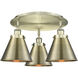 Ballston Urban 3 Light 19.75 inch Antique Brass Flush Mount Ceiling Light