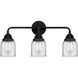 Nouveau 2 Small Bell LED 23 inch Matte Black Bath Vanity Light Wall Light in Clear Glass