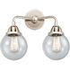 Nouveau 2 Beacon 2 Light 14 inch Polished Nickel Bath Vanity Light Wall Light in Seedy Glass