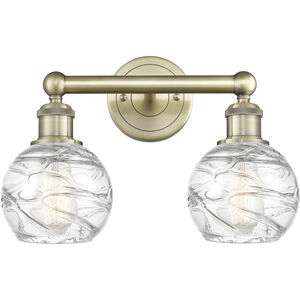 Athens Deco Swirl 2 Light 15 inch Antique Brass and Clear Deco Swirl Bath Vanity Light Wall Light