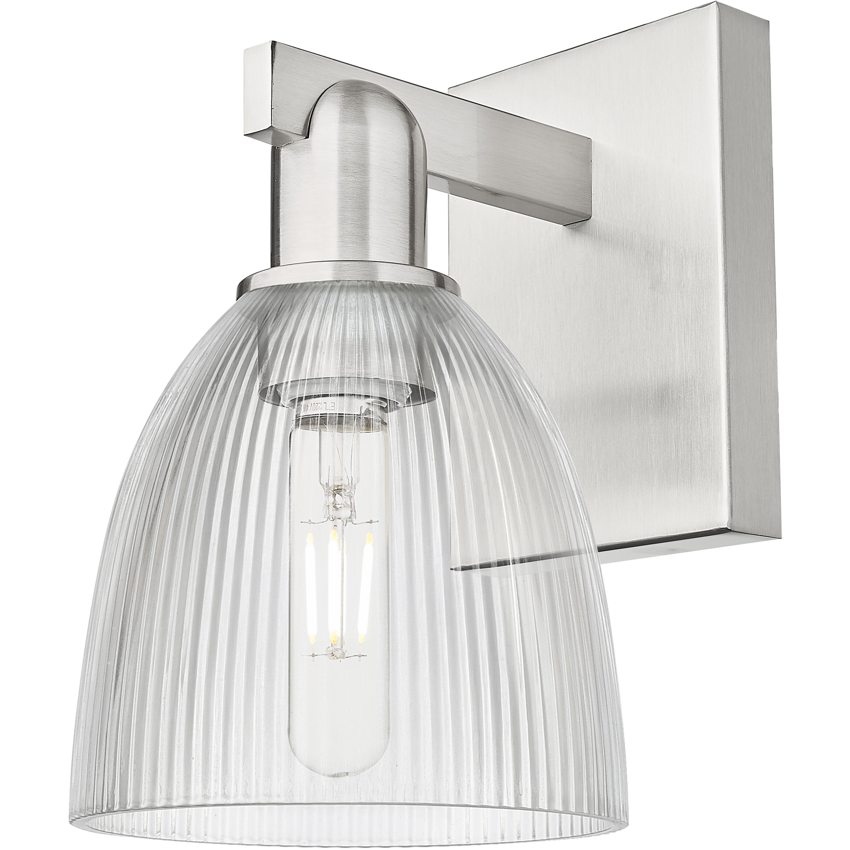Arcadia Castile Armed Sconce Wall Light in Brushed Satin Nickel, Clear