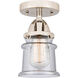Nouveau 2 Small Canton LED 5.25 inch Polished Nickel Semi-Flush Mount Ceiling Light in Seedy Glass