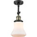 Franklin Restoration Bellmont LED 6 inch Black Antique Brass Semi-Flush Mount Ceiling Light in Matte White Glass, Franklin Restoration