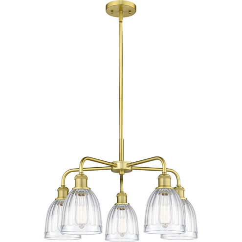 Brookfield 5 Light 23.75 inch Satin Gold Chandelier Ceiling Light in Clear