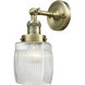 Franklin Restoration Colton 1 Light 6 inch Antique Brass Sconce Wall Light in Incandescent, Clear Halophane Glass, Franklin Restoration