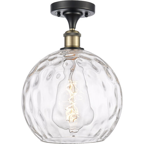 Ballston Athens Water Glass 1 Light 10 inch Black Antique Brass Semi-Flush Mount Ceiling Light