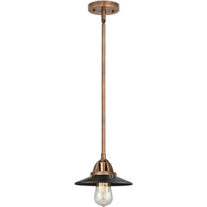 Nouveau 2 Railroad LED 8 inch Antique Copper Mini Pendant Ceiling Light in Matte Black