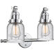Franklin Restoration Small Bell 2 Light 18 inch Polished Chrome Bath Vanity Light Wall Light in Seedy Glass, Franklin Restoration