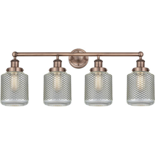 Stanton 4 Light 33 inch Antique Copper and Clear Wire Mesh Bath Vanity Light Wall Light