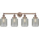 Stanton 4 Light 33 inch Antique Copper and Clear Wire Mesh Bath Vanity Light Wall Light