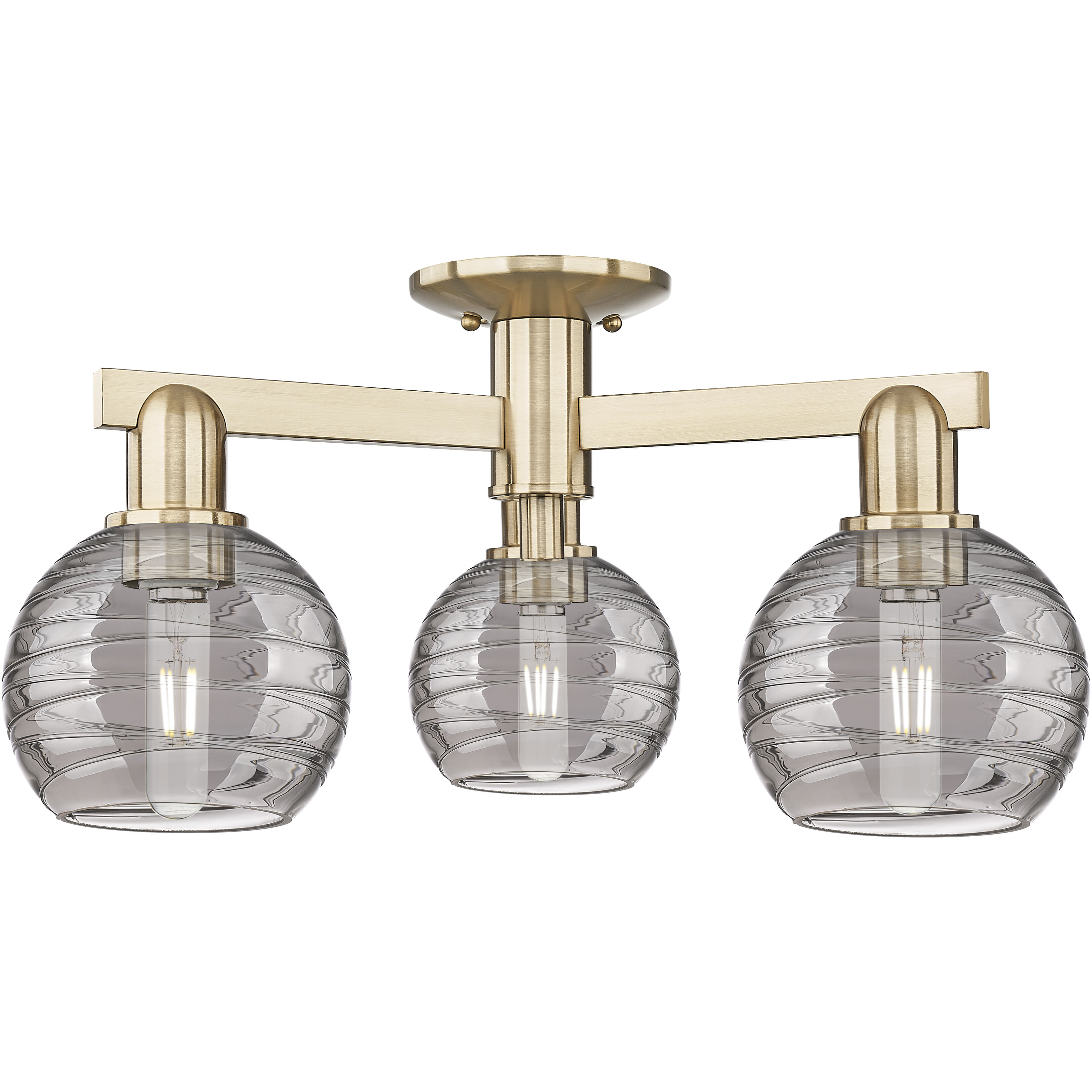 Athens Deco Swirl 3 Light 23.25 inch Champagne Bronze Semi-Flush Mount Ceiling Light