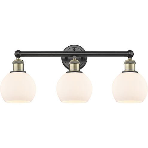 Athens 3 Light 24 inch Black Antique Brass Bath Vanity Light Wall Light in Matte White