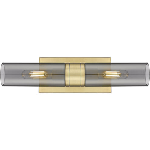 Ballston Urban 2 Light 18 inch Brushed Brass Bath Vanity Light Wall Light in Plated Smoke Glass