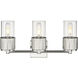 Bolivar 3 Light 20.5 inch Polished Nickel Bath Vanity Light Wall Light in Clear Glass