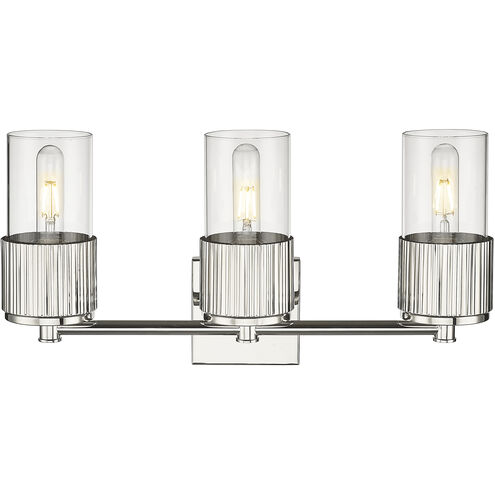 Bolivar 3 Light 20.5 inch Polished Nickel Bath Vanity Light Wall Light in Clear Glass