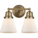 Aditi Cone 2 Light 14.25 inch Brushed Brass Bath Vanity Light Wall Light in Matte White Glass