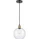 Athens 1 Light 10 inch Black Antique Brass Mini Pendant Ceiling Light in Seedy Glass