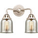 Nouveau 2 Small Bell 2 Light 13 inch Polished Nickel Bath Vanity Light Wall Light in Silver Plated Mercury Glass