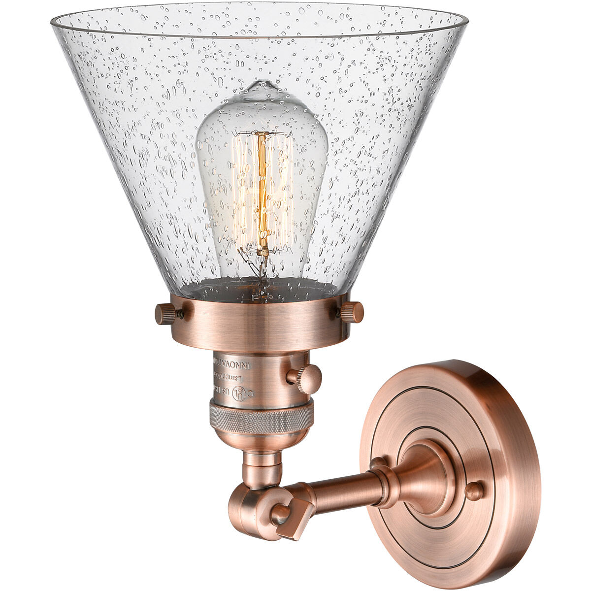 Franklin Restoration Large Cone LED 8 inch Antique Copper Sconce Wall Light, Franklin Restoration