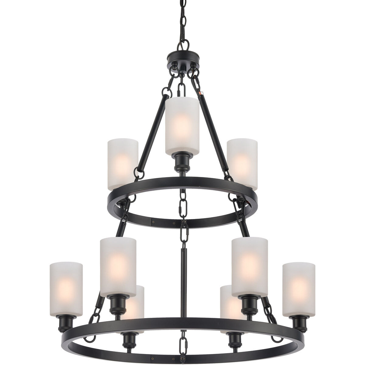 Ballston Saloon 9 Light 30 inch Matte Black Chandelier Ceiling Light in Incandescent, Matte White Glass, Ballston