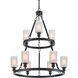 Ballston Saloon 9 Light 30 inch Matte Black Chandelier Ceiling Light in Incandescent, Matte White Glass, Ballston