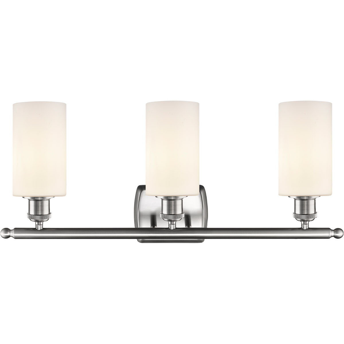 Ballston Clymer 3 Light 26 inch Brushed Satin Nickel Bath Vanity Light Wall Light in Matte White Glass, Ballston