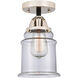 Nouveau 2 Canton 1 Light 6 inch Black Polished Nickel Semi-Flush Mount Ceiling Light in Clear Glass